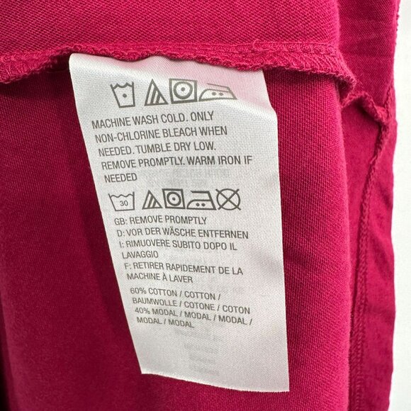 Lori Goldstein Logo Tunic Top Large Cotton Modal Knit Magenta Crew Short Sleeve - Picture 7 of 10